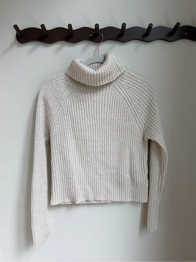 American Eagle Cream Cotton-Blend Turtleneck Size Large